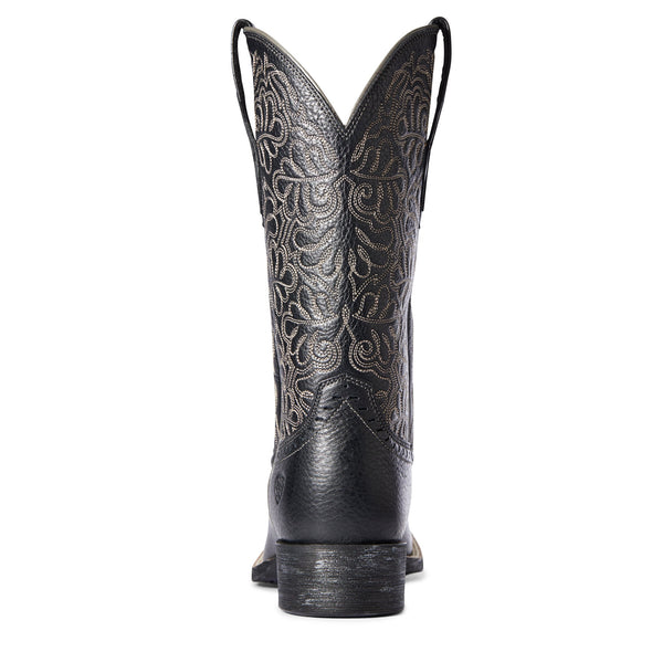 Women's Round Up Remuda Western Boots in Black Deertan 10034024 Ariat heel