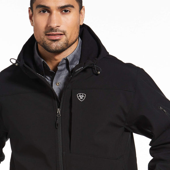 Men's Vernon Hooded Softshell Water Resistant Jacket Fleece in Black, 10033131 Ariat hood